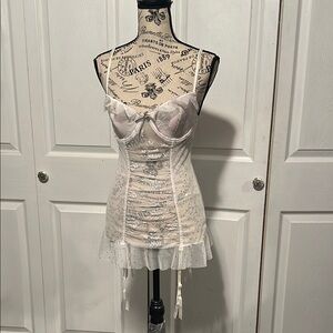 Vintage Victoria's Secret 'Sexy Little Things' White Corset Garter Chemise